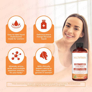 Suplemento Líquido Multivitamínico Orgánico para el Crecimiento del Cabello 450ml Biotina 10000mcg para Cabello Más Grueso Cuidado Facial Antiarrugas Piel Mango Durazno - Product Image 6