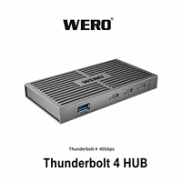 Hub Thunderbolt 4 2023 40Gbps Pengisian Daya PD 90W 3x Port TB4 40Gbps Tipe C 10Gbps 135W DC Bertenaga Aluminium Pendingin Pasif