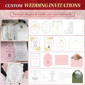 Cartes d'invitation de mariage personnalisées en 3D avec motif floral, papier artistique avec enveloppes pour l'<span class=keywords><strong>annonce</strong></span> de mariage - Product Image 4