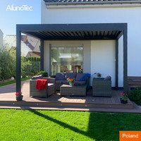 Auvent rétractable motorisé électrique d'extérieur avec cadre thermolaqué pour jardin, patio, cour arrière, pergola