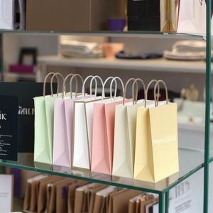 Customized <b>Biodegradable</b> Kraft Paper Bag, White Brown <b>Packaging</b>, Clothing, Socks, Shoes with Their Own Shopping logo - Product Image 6