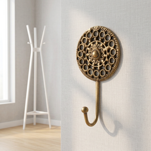 Ak Brass Sunflower Design Antique Brass Finished Metal Wall Hook <b>Hanger</b> Coat Clothes Towel <b>Key</b> <b>Hanger</b> For Home Decor - Product Image 3