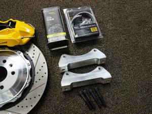 FRONT Big Brake Kit 6 Piston Jaune Étrier 378x32mm Fente Percée Disque Rotor Big Brake Kit pour <span class=keywords><strong>AUDI</strong></span> Q5 2009-2021 - Product Image 3