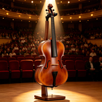Factory Price Custom Sapele Wood Cello Stand T Shape Auto Lock Tall Cello Floor Holder Rack with Bow Holder Display Stand