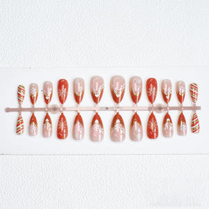 Uñas Postizas de Moda Navideña en Oferta, Juego de Uñas Postizas de Lujo Reutilizables para Fiestas y Bodas, Directo de Fábrica - Product Image 1