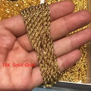 18/20/22/24/26inch Yellow Gold Rose Gold 18K Solid Gold Rope Chain Necklace
