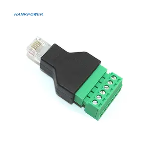 Conector do adaptador CCTV Ethernet RJ12 6P6C macho para terminal de parafuso 6 pinos 6P 6 pinos divisor