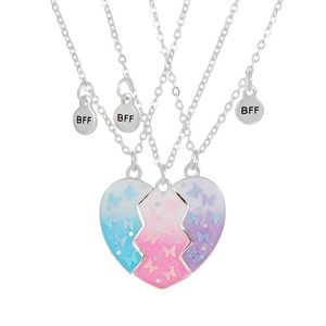 Venta caliente gradiente Color amor Patchwork collar magnético dulce BFF Color bloque buen amigo collar conjunto - Product Image 5