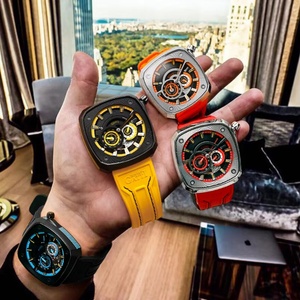 Montre de luxe pour homme BG6601-A, marque tendance, automatique, mécanique, boîtier carré, étanche, saphir, lumineuse, bracelet en Viton - Product Image 2