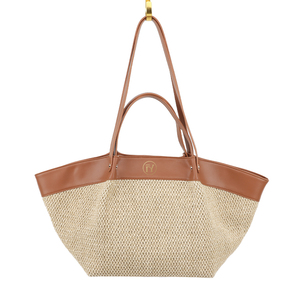 Luxe grande plage d'été personnalisé personnalisé PU cuir garniture Crochet raphia <span class=keywords><strong>paille</strong></span> sac fourre-tout sacs à main fabricants pour les femmes - Product Image 3