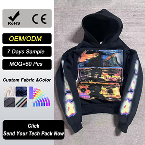 Sudadera con Capucha Unisex Personalizable de Felpa de Algodón de <span class=keywords><strong>500</strong></span> GSM, Estilo Vintage, Lavado Ácido, con Cierre y Estampado Digital - Product Image 1