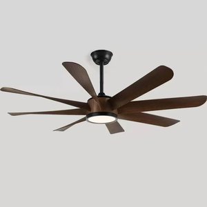 Ventilateur de plafond LED industriel 52 pouces noir mat avec pales en bois, télécommande, lumière à intensité variable pour salon - Product Image 6