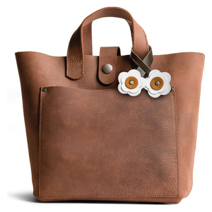 Vintage leather rose <b>bag</b> <b>charm</b>, Bohemian style <b>bag</b> ornament, handmade flower hanging rope - Product Image 4