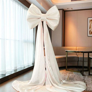 ฉากหลังถ่ายภาพงานแต่งงานแบบถอดได้ <span class=keywords><strong>ผ้า</strong></span>ไหมน้ำแข็งสไตล์โมเดิร์นโรแมนติก ประดับโบว์ขนาดใหญ่ - Product Image 6