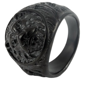 Bague pour homme en acier inoxydable Yunnique, tête de lion, or noir, design animal du zodiaque, bijoux de mode, cadeau pour toutes occasions - Product Image 5