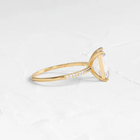 Bague de fiançailles solitaire en or massif 10K/14K/18K avec diamant de laboratoire CVD/HPHT VVS certifié IGI, taille émeraude pavée 0,5-3 carats