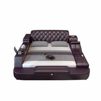 Meubles de chambre à coucher de luxe, mobilier chinois de luxe, ensemble de lit intelligent en bois, lits modernes, lit double, meubles de chambre en bois