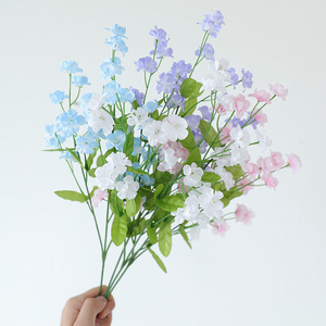 Fleur artificielle de mignonnette à 3 branches en soie bleue, haute simulation, pour décoration maison et mariage - Product Image 4