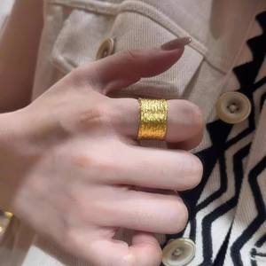 Nuevo Anillo Anual Dorado con Textura Cepillada Yao <span class=keywords><strong>Lin</strong></span> Su, Estilo Old Money, Simple y Elegante para el Dedo Índice - Product Image 1
