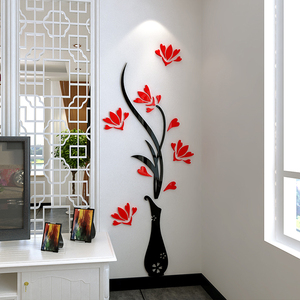 Decorazione Specchio Acrilico Rimovibile, Adesivo Murale 3D a Forma di Vaso, Decorazione Artistica da Parete per <span class=keywords><strong>Soggiorno</strong></span> e Casa - Product Image 3