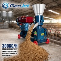 Machine à granulés d'aliments pour animaux GenJet 9KL-210 Diesel 18HP 200-300 Kg/h avec matrice plate de 198 mm et 2 rouleaux pour l'alimentation des volailles et du bétail