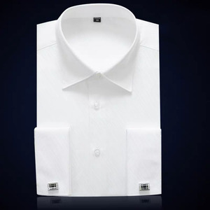 Camisas formales de oficina para hombre, tela de alta calidad, puño francé<span class=keywords><strong>s</strong></span>, patrón en blanco, camisa personalizada para hombre - Product Image 2