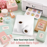 Papier autocollant mat pour fournisseur, feuilles de papier adhésif à plat, papier autocollant imperméable, papier couché pour jet d'encre