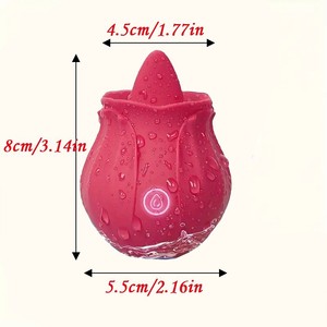 Vibratore a Forma di Rosa Rossa con Funzione Succhiante per Clitoride, Dildo Massaggiatore Punto G per Donne, 10 Frequenze, Ricaricabile USB, 100% Impermeabile - Product Image 5