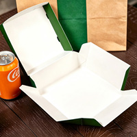 Boîte à hamburger pliable intégrée de style minimaliste en carton biodégradable jetable, fabriquée sur mesure en usine, compacte et portable