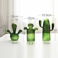 Vente en gros de vase de bourgeon en verre soufflé à la main en forme de cactus créatif vase de table pour la maison arrangements floraux décoratifs et pièce maîtresse