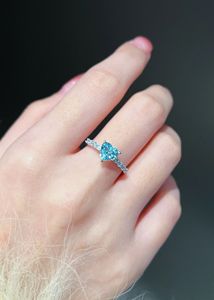 Bague de mariage en or 18 carats Xinfly avec diamant et aquamarine en forme de cœur, bijoux tendance pour femmes - Product Image 3