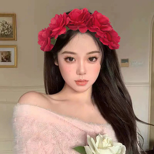 Diademas con Diseño de Corona de Rosas, Tocado de Novia Mexicana <span class=keywords><strong>para</strong></span> Bodas, Diademas Elegantes <span class=keywords><strong>para</strong></span> <span class=keywords><strong>Fiestas</strong></span> de Cumpleaños, Decoraciones - Product Image 1