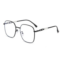 Gafas Transparentes Anti-Luz Azul de Moda para Mujer 2025, Montura Cuadrada Grande Estilo Vogue, Gafas de Computadora con Decoración de Perlas