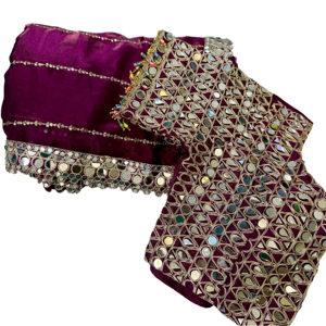 Chemisier non cousu de style moderne avec perles ornées de paillettes Georgette Sari pour les fêtes en polyester durable - Product Image 1