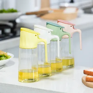 Garrafas de vidro personalizadas com flip automático garrafa de vidro de azeite de oliva garrafas de vidro de cozinha para óleo 500ml