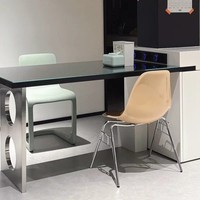 Table à manger multifonctionnelle moderne, bureau d'ordinateur, îlot de travail à grande planche, support latéral unique