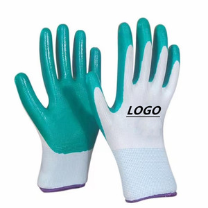 Durable 13G Poliéster Sitio Construcción Seguridad Trabajo Gris Nitrilo Recubierto Guantes Guante Recubierto Blanco + Gris Propósito General Luva