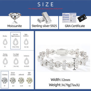 Neuer Trend: 12 mm breites Gliederarmband mit Kreuz aus 925er Sterlingsilber, Iced Out mit VVS-Moissanit in Pavé-Fassung, für Herren im Hip-Hop-Stil - Product Image 6