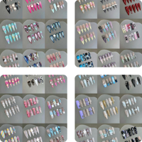 Faux ongles carrés réutilisables faits à la main, à pression, avec motifs aléatoires
