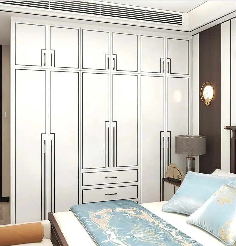 Custom modular MDF Hotel Luxury Bedroom Locker furniture Wooden modern white wardrobe design