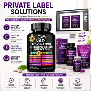 OEM ODM 60 Capsule Vegane NAD+ Resveratrolo Berberina <span class=keywords><strong>Quercetina</strong></span> Supporto per l'Invecchiamento Sano Integratore Antiossidante - Product Image 5