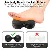 Ballon de massage en forme d'arachide en PU noir durable et imperméable avec logo personnalisé pour le visage, les bras, les pieds, le corps, le yoga, les soins sportifs