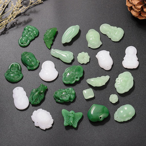 Pendentif en verre imitation jade, formes variées, pour la fabrication de colliers, accessoires de bijoux DIY, traitement nacré, origine Yiwu, collection Printemps - Product Image 5