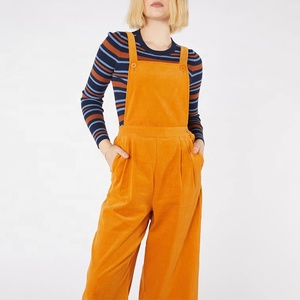 Pantalones de moda para mujer, estilo streetwear, de pana, con tirantes, de pierna ancha, de cintura alta, ecológicos, con efecto rasgado, tipo mono. - Product Image 4