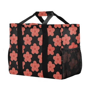 Sac de rangement utilitaire en toile à poches en maille, motif fleur de hau rose hawaïenne, design personnalisé, grand format, sac de rangement pour linge Aloha - Product Image 1