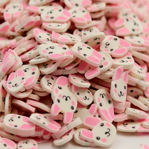 1 kg/sac – Tranches de pâte polymère en forme de lapin <span class=keywords><strong>rose</strong></span> personnalisables, directement de l'usine, pour la décoration d'ongles DIY - Product Image 2