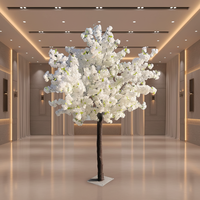 Grand arbre artificiel de cerisier en fleurs, fait main, avec feuilles en soie, sur pied, pour mariages, décoration intérieure, arbre à vœux