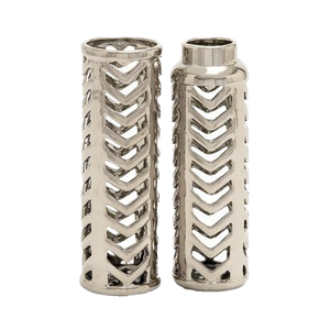 Florero de hierro de diseño moderno Chapado en plata de tamaño personalizado superventas al por mayor para uso en el hogar, hotel y bodas - Product Image 1