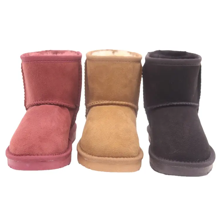 CF-092 Cute And Fashion Design Hot Sale Double Face Sheepskin Pink Girls Winter Boots