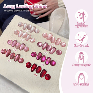 MissGooey 8 Couleurs Violet Raisin Vernis à Ongles <span class=keywords><strong>Gel</strong></span> Effet Œil de Chat Magnétique Sans TPO/HEMA OEM ODM Bouteille de Vernis <span class=keywords><strong>Gel</strong></span> UV Usine de Gels UV - Product Image 5